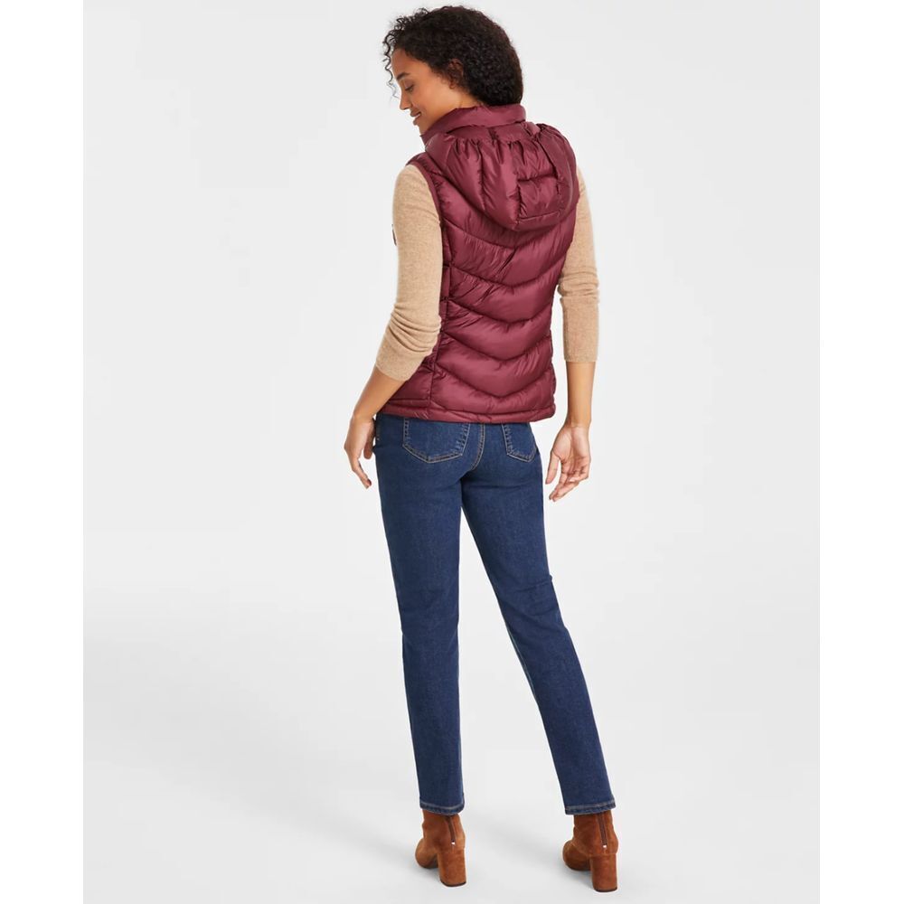 Charter Club‎ Women's Packable Hooded Puffer Vest Garnet Size L - Picture 2 of 9